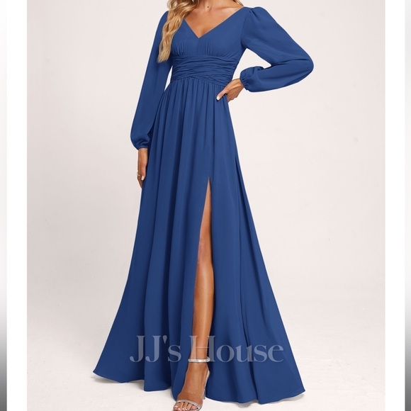 JJs House | Dresses | Jjs House Aline Vneck Floor Length Chiffon Dress ...